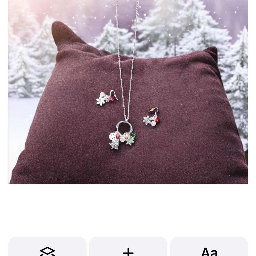 Holiday Silver and Red Snowflake Jewelry Set - Picture 1 of 1
